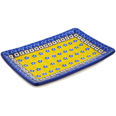 Polish Pottery Sushi Tray 7&quot; Sunburst Daisies