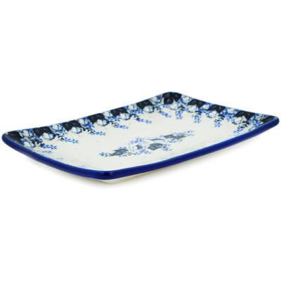 Polish Pottery Sushi Tray 8&quot; Flowers At Dusk