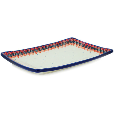 Polish Pottery Sushi Tray 8&quot; Holiday Flannel