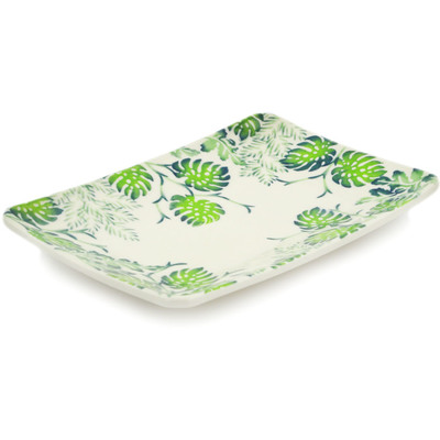 Polish Pottery Sushi Tray 9&quot; Monstera Deliciosa