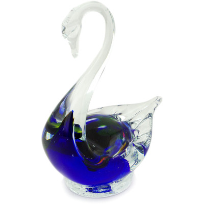 Glass Swan Figurine 5&quot; Blue