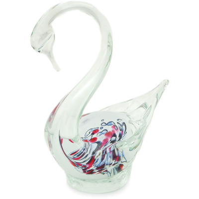 Glass Swan Figurine 5&quot; Confetti Fluorescence