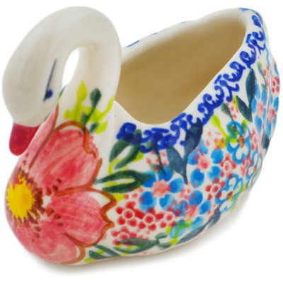 Polish Pottery Swan Jar 4&quot; Aster UNIKAT