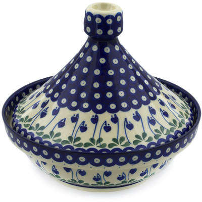 Polish Pottery Tagine Pot 57 oz Bleeding Heart Peacock