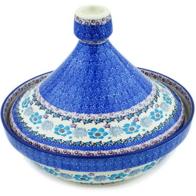 Polish Pottery Tagine Pot 57 oz Blooming Blues