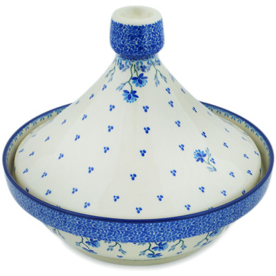 Polish Pottery Tagine Pot 57 oz Blue Grapevine