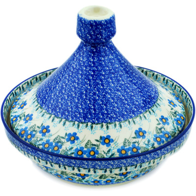 Polish Pottery Tagine Pot 57 oz Blue Joy