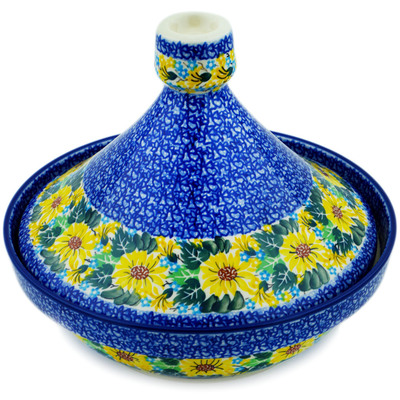 Polish Pottery Tagine Pot 57 oz Sunflower Surprise UNIKAT
