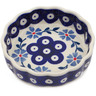 Polish Pottery Tart Dish 4&quot; Peacock Forget-me-not