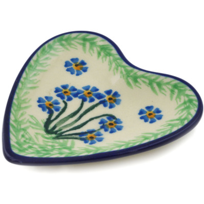 Polish Pottery Tea Bag or Lemon Plate 3&quot; Blue April Showers