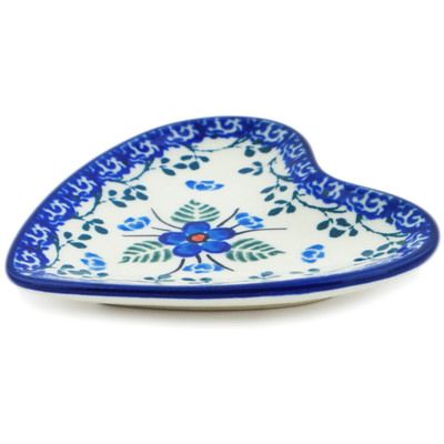Polish Pottery Tea Bag or Lemon Plate 3&quot; Blue Blossom