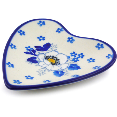 Polish Pottery Tea Bag or Lemon Plate 3&quot; Blue Spring
