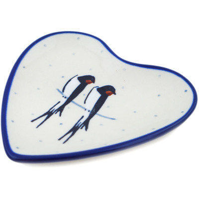 Polish Pottery Tea Bag or Lemon Plate 3&quot; Waiting UNIKAT