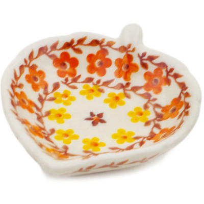 Polish Pottery Tea Bag or Lemon Plate 4&quot; Autumn Trellis