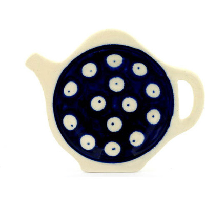 Polish Pottery Tea Bag or Lemon Plate 4&quot; Blue Eyes