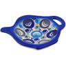Polish Pottery Tea Bag or Lemon Plate 4&quot; Blue Peacock Eye