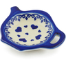 Polish Pottery Tea Bag or Lemon Plate 4" Blue Valentine Hearts