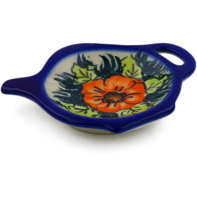 Polish Pottery Tea Bag or Lemon Plate 4&quot; Butterfly Splendor UNIKAT
