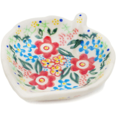 Polish Pottery Tea Bag or Lemon Plate 4&quot; Candied Flowers UNIKAT