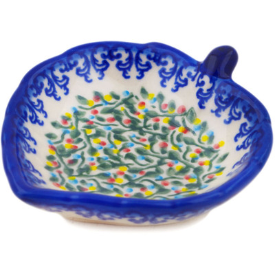 Polish Pottery Tea Bag or Lemon Plate 4&quot; Colorful Buds