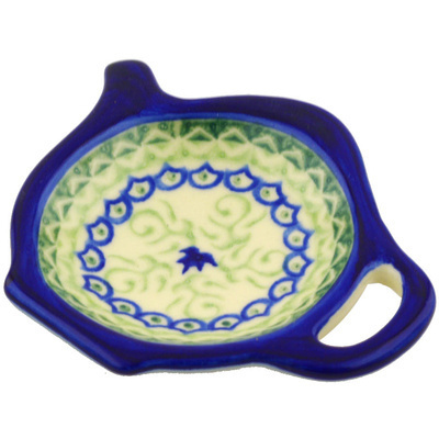 Polish Pottery Tea Bag or Lemon Plate 4&quot; Folk Art