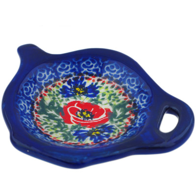 Polish Pottery Tea Bag or Lemon Plate 4&quot; Full Garden UNIKAT