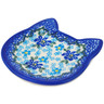 Polish Pottery Tea Bag or Lemon Plate 4&quot; Jelly Blue Floweret