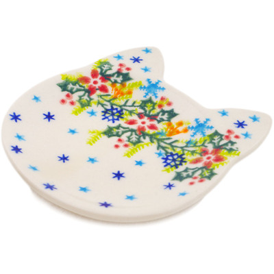 Polish Pottery Tea Bag or Lemon Plate 4&quot; Magical Winter