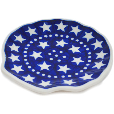 Polish Pottery Tea Bag or Lemon Plate 4&quot; Midnight Stars