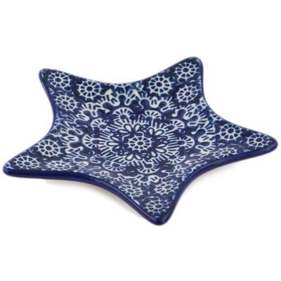 Polish Pottery Tea Bag or Lemon Plate 4&quot; Night At Sea