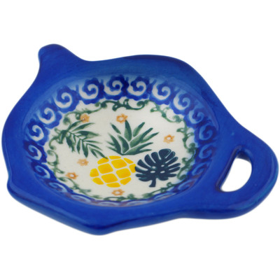 Polish Pottery Tea Bag or Lemon Plate 4&quot; Pineapple Parade