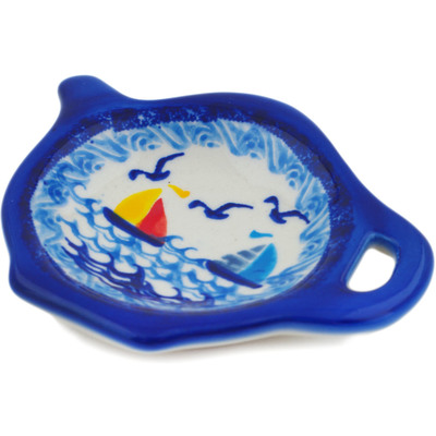 Polish Pottery Tea Bag or Lemon Plate 4&quot; Sailing Through Your Dreams