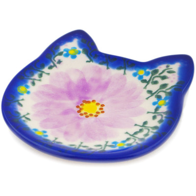 Polish Pottery Tea Bag or Lemon Plate 4&quot; Soft Pink Petals
