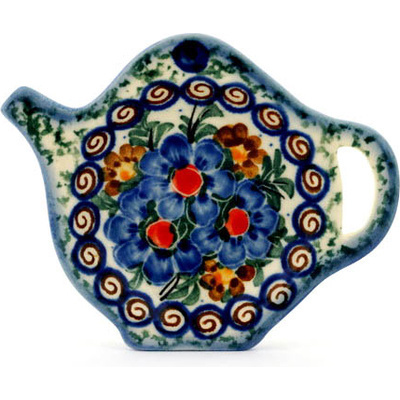 Polish Pottery Tea Bag or Lemon Plate 4&quot; Summer Happiness UNIKAT