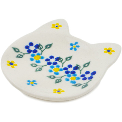 Polish Pottery Tea Bag or Lemon Plate 4&quot; Sweet Daisy Shower