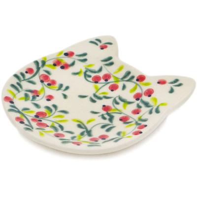 Polish Pottery Tea Bag or Lemon Plate 4&quot; Sweet Olive Tree