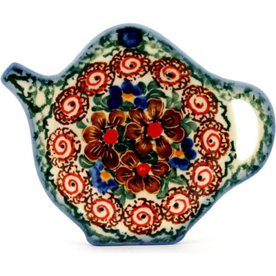 Polish Pottery Tea Bag or Lemon Plate 4&quot; UNIKAT