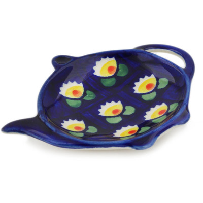 Polish Pottery Tea Bag or Lemon Plate 4&quot; Waterlily