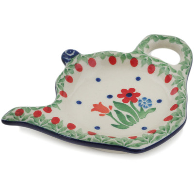 Polish Pottery Tea Bag or Lemon Plate 5&quot; Babcia's Garden