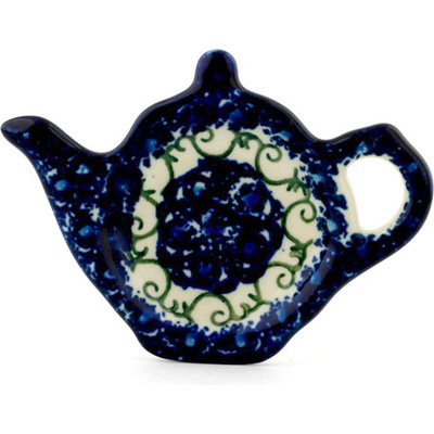 Polish Pottery Tea Bag or Lemon Plate 5&quot; Blue Passion