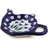 Polish Pottery Tea Bag or Lemon Plate 5&quot; Blue Tulip Peacock
