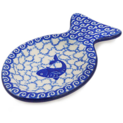 Polish Pottery Tea Bag or Lemon Plate 5&quot; Dancing Fish