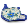 Polish Pottery Tea Bag or Lemon Plate 5&quot; Forget Me Not UNIKAT