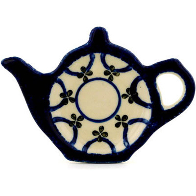 Polish Pottery Tea Bag or Lemon Plate 5&quot; Garden Lattice