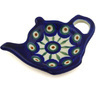 Polish Pottery Tea Bag or Lemon Plate 5&quot; Peacock Leaves