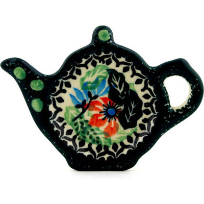 Polish Pottery Tea Bag or Lemon Plate 5&quot; Spring Pea UNIKAT