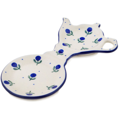 Polish Pottery Tea Bag or Lemon Plate 8&quot; Blue Buds