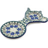Polish Pottery Tea Bag or Lemon Plate 8&quot; Blue Dogwood