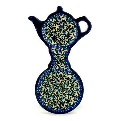 Polish Pottery Tea Bag or Lemon Plate 8&quot; Blue Ivy