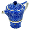 Polish Pottery Tea or Coffe Pot with Heater 14 oz Blue Bounty